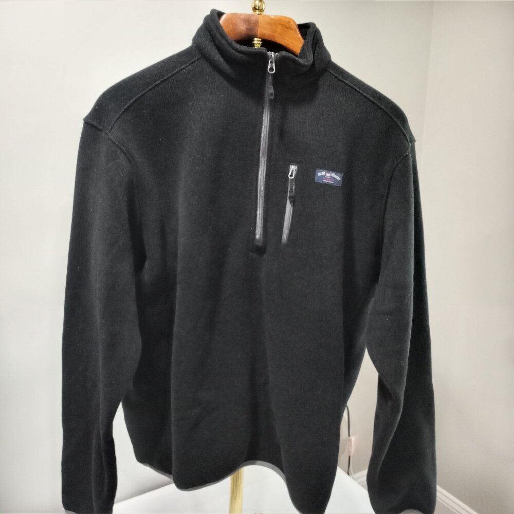 BILLS KHAKIS BLACK 1/4 ZIP FLEECE WITH GREY EDGING AND ZIP POCKET MEN SIZE XL